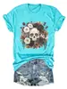 Amazon eBay tienda independiente casual elegante mujer nuevo calavera pintura al óleo floral algodón manga corta camiseta para exportación