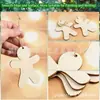 Tag de madeira em forma de boneco de gengibre, etiqueta, placa, lasca de madeira para árvore de Natal, casamento, festival, decoração DIY