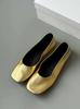 Estilo de Fila de Nicho Nuevos R Zapatos Planos de Ballet de Cuero Suave para Mujer, Color Sólido Punta Cuadrada Sin Cordones Ultra Suaves Zapatos de Abuela