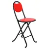 Taburete Plegable Portátil Simple para Uso en Casa, Metal Cuero Mazza con Respaldo, Silla Plegable para Dormitorio, Estudio Temporal, Taburete de Ocio, Silla de Comedor