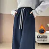 Pantalones de pierna ancha de cintura alta para mujer talla grande con efecto adelgazante para mujeres talla grande, pantalones casuales negros de longitud completa