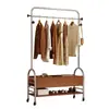 Cabide com bolsa de tecido, camada dupla, grande capacidade, prateleira de armazenamento de guarda-roupa conveniente para uso doméstico na sala de estar e no quarto, varal de roupas, cabide de roupas