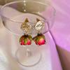 Pendientes de flor de rosa de súper hada, pendientes dulces de lujo ligeros de alta gama para mujer, pendientes elegantes y simples de flor eterna Mori