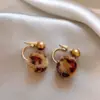 Pendientes de Aguja de Plata Otoño e Invierno Estampado de Leopardo Flock Geométricos Bolas Dos Formas de Usar Pendientes Maillard Pendientes de Diseño Nicho para Mujeres