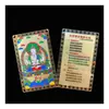 Tantra Buda tarjeta latón tarjeta dorada Guanyin de cuatro brazos tarjeta auspiciosa seguro unión de tarjeta metálica