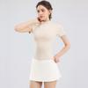 Traje de fitness para mujer, de verano, de secado rápido, con cordón, de manga corta, para correr por la mañana, entrenamiento, ropa deportiva profesional de alta gama, ropa de yoga de moda.