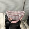 Bolsa de Peito Estudante de Tecido de Nylon de Grande Capacidade Estilo Mori Retrô Cor Contrastante Listrada Distinta Fresca e Fashionable Bolsa de Ombro 2025 para Mulheres
