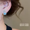 ¡Antiguo! Aretes de Perla en Forma de Calabaza Incrustados con Diamantes Turquesa Azul, Nuevos Aretes Elegantes de Estilo Chino con un Toque de Lujo Ligero y Gama Alta