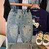 Jeans para Niños 2026 Nuevo Estilo Otoño Pantalones Largos para Niños Bordados Elegantes Sueltos Modernos Pantalones para Niños
