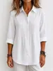 2026 Venda Quente Ebay Amazon Algodão e Linho Solto Manga Longa Feminina Plissada Plus Size Camisa