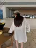 Camisa Transpirable Estilo Francés Wanwei con Protección Solar para Mujer 2026 Primavera Nueva Camisa de Manga Larga con Cuello de Solapa Rayada Texturizada P5552