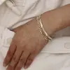 Pulseira Reta de Aço Inoxidável Banhada a Ouro 14K Europeia e Americana Transfronteiriça Camada Dupla Cobra Cubana Peça Dupla Hip Hop Fashionável Pulseira de Casal