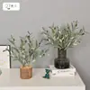 Planta verde artificial com ramo de oliveira e frutos, adereço para fotografia de casa, decoração de arranjo floral, ramo de oliveira para venda transfronteiriça