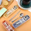 Conjunto Portátil de Talheres em Aço Inoxidável, Colher e Hashi para Estudantes, Conjunto de Duas Peças de Alta Qualidade em Caixa com Logo a Laser