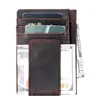 1075 Ventas Directas de Fábrica Billetera para Monedas de Cuero Crazy Horse Cartera para Tarjetas Retro de Cuero Genuino Pinza para Billetes en Efectivo Dólar