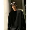 Camiseta de manga larga de algodón con paneles cleanfit para hombre, diseño de primavera y otoño, sudadera de cuello redondo, top recto de hombros estilo retro americano