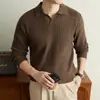 Novo suéter de tricô masculino com gola para outono e inverno, de manga comprida, quente, adequado para uso business casual, com um estilo clássico e discreto.