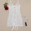 Body seductor ruso nuevo de malla transparente con espalda descubierta, con aros, push-up, sexy y que realza la figura, camisón de puro deseo