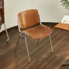 Silla de Comedor Vintage de Acero Inoxidable para Restaurante y Cafetería, Silla de Comedor Comercial de Alta Gama con Respaldo, Estilo Bauhaus