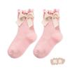 23 Primavera e Verão Fino Algodão Auricularia Lace Bow Baby Pequenas Meias Médias e Grandes Crianças Estilo Princesa Meias de Malha