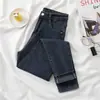 Jeans Cortos para Mujer 2021 Nuevo Estilo Coreano Cintura Alta Ajustados Elásticos Combinan con Todo Pantalones Lápiz Tobilleros Invierno