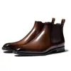 Zapatos Aofu 4039 Botines Chelsea para Hombre Manga Británica Botas de Cuero Retro Hechas a Mano Botas Británicas Martin Caña Alta Corta