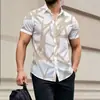 Camisa de verano para hombre de manga corta con estampado geométrico, ropa casual para hombre, europea y americana, transfronteriza