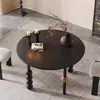Mesa Redonda de Comedor y Sillas Retro Francesas de Madera Maciza Mesa Redonda de Diseñador Creativo Estilo Antiguo Mesa de Comedor de Troncos para Apartamento Pequeño en Casa
