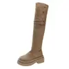 Botas longas dobráveis de sola grossa acima do joelho para homens e mulheres, estação outono e inverno, botas de montaria, uso bidirecional, novo estilo 2026, salto grosso, estilo europeu e americano