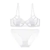 Lencería Sexy para Mujer, Estilo Delgado de Verano, Sujetador Reductor para Busto Grande, Encaje Hueco Sencillo, Conjunto de Sujetador Transpirable