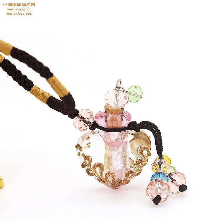 中国精油饰品网砚都珠宝心形粉红色巴洛克瓶双扣绳项链1.jpg