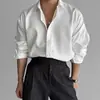 Camisa de manga larga coreana para hombre de primavera y otoño, camisa de negocios moderna con textura de raya vertical, color liso, casual y holgada, top sin arrugas