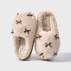 Pantuflas de Casa con Lazo para Mujer Invierno Interior para el Hogar Suela Gruesa Pantuflas de Lana para el Hogar Forro Polar Cálido Pantuflas de Algodón Plush
