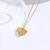 Moda Europeia e Americana Cobre Incrustado Zircônia Asas de Anjo Coração Pingente de Colar para Mulheres Versátil Elegante Simples Coração de Pêssego Colar