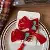 Novo Estilo Coreano Vermelho Doce Laço Novo Ano Grampo de Cabelo Crianças Tecido Feito à Mão Lateral Franja Clipe
