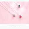 Collar de plata S925 con colgante para mujer, estilo japonés-coreano, con diamantes de colores redondos, cadena geométrica para clavícula, D4720