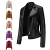 Chaqueta de Cuero para Mujer de Nueva Talla Europea para Primavera y Otoño, Ajustada, Abrigo Delgado, Traje de Motociclista para Mujer