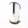 Collar de cuero negro con candado y gancho para la nariz, restricción de cuello, equipo sexual de entrenamiento para adultos SM, disponible para dropshipping