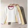 0839 # Camada de base feminina sem costura, versátil e de corte justo, com textura de fleece escovado, perfeita para outono e inverno, em um novo estilo coreano