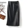 Falda de Cuero con Hebilla Vintage para Mujer, Otoño 2026 Nueva Falda de Cintura Alta Ajustada al Cuerpo que Resalta las Caderas, Falda Lápiz de Longitud Media Adelgazante