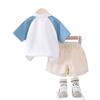 Ropa de Verano de Moda para Niños 2025 Nuevo Conjunto de Dos Piezas de Polo de Manga Corta con Combinación de Colores y Letras para Niños Ropa de Bebé