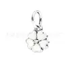 Pulsera de Cobre Blanco Plateado con Cuentas Panjia, Colgante de Orquídea, Flor de Cuerda de Trébol de Cuatro Hojas, Colgante de Mariposa, Accesorios para Manualidades con Cuentas