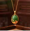 Nuevo Estilo Chino Moda Nacional Nuevo Esmalte Sansheng Collar de Albaricoque para Mujer Incrustación Imitación Jade Hetian Colgante No Bueno