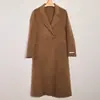 Liquidación de tallas rotas, sin devoluciones ni cambios, abrigo de lana para mujer, alta calidad, holgado, elegante, cinturón, solapa, abrigo largo de lana