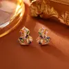 Colar Popular Colorido de Zircônia Abóbora da Fortuna, Nova Pulseira Festiva Estilo Chinês Atrai-Riqueza, Brincos Dopamina