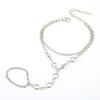 Pulsera de circonita simple de moda de joyería transfronteriza europea y americana, pulsera de dedo con pedrería para combinar con todo, tobillera de doble uso para mujer