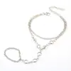 Pulsera de circón simple de moda transfronteriza europea y americana, pulsera de dedo de costura de diamantes de imitación versátil, tobillera de doble propósito para mujer