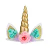 Toppers de Pastel Florales de Unicornio Transfronterizos para Fiesta de Cumpleaños Infantil Decoraciones de Pastel