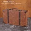 Maleta vintage de couro PU com estrutura de madeira, um conjunto de caixas de armazenamento, usada para vitrines de lojas, adereços de fotografia e fins decorativos