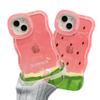 Para Funda de Teléfono Móvil Apple 15 iPhone14 Verano Sandía 13 Borde Ondulado 12 Soporte Doble Invisible 11promax